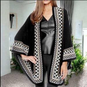 Ella Moss Nadeem Jacquard Boho Jacquard Shawl, Cape, Sweater Size XS/S